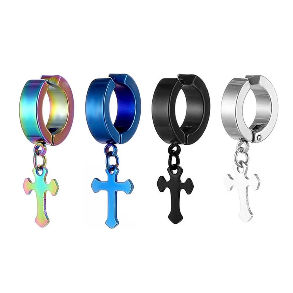 No Ear Hole Steel Cross Earrings Gift Accessories Stainless Steel Steel Ear Bone Clip Titanium Steel Ear Clip Punk Men Earrings