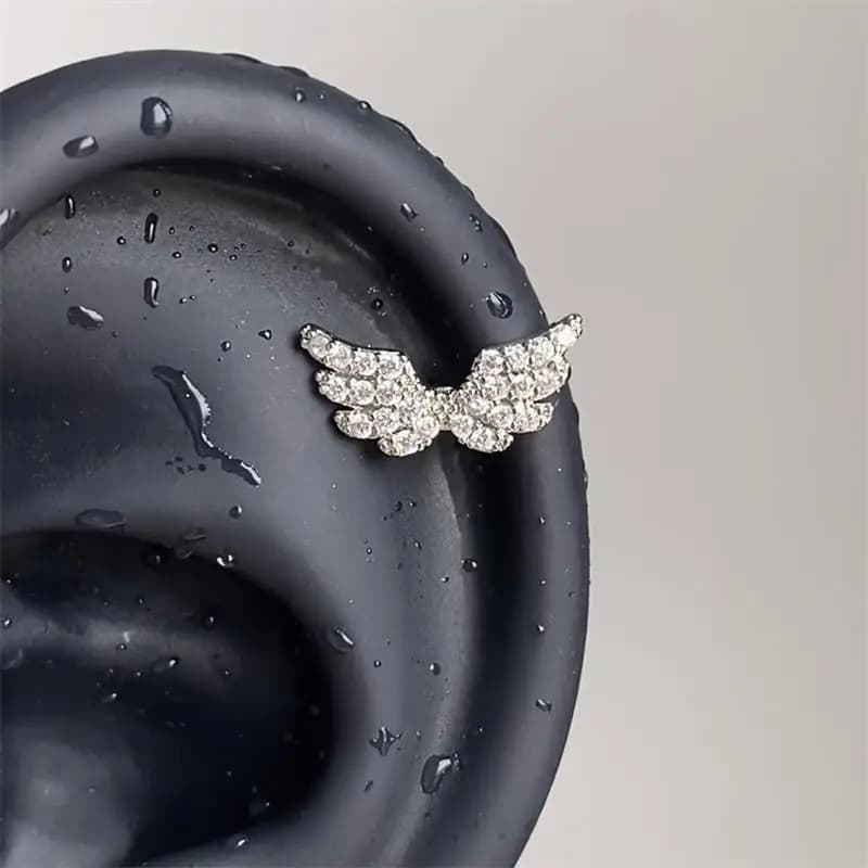 1 paio di orecchini a lobo in acciaio inossidabile con zirconi brillanti, stile Y2K, per donna.