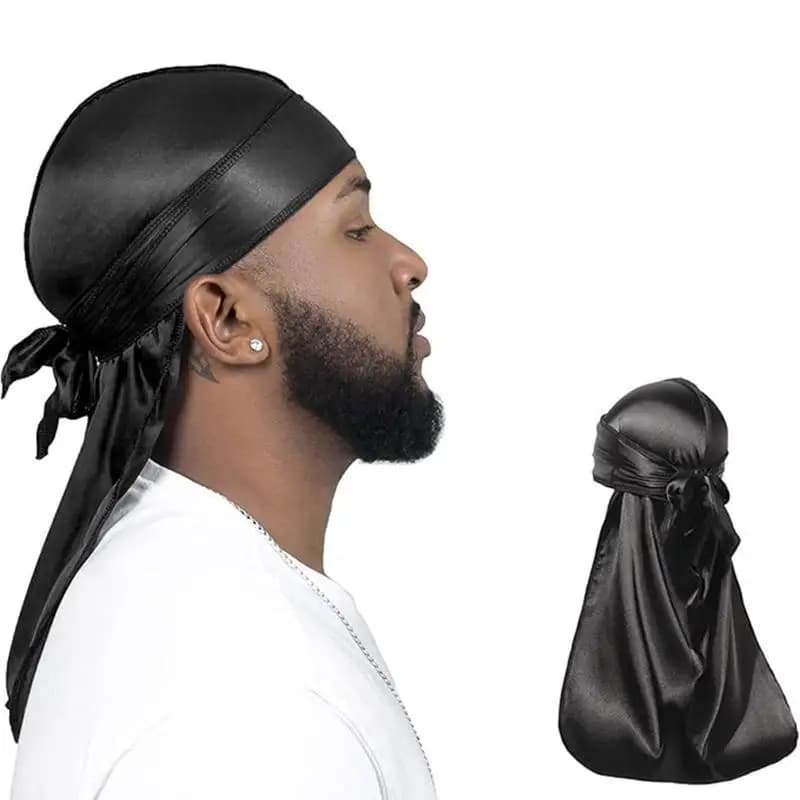 Unisex Silky Long Tail Durag Pirate Hat Turban Fashion Headwraps Cap Bandana