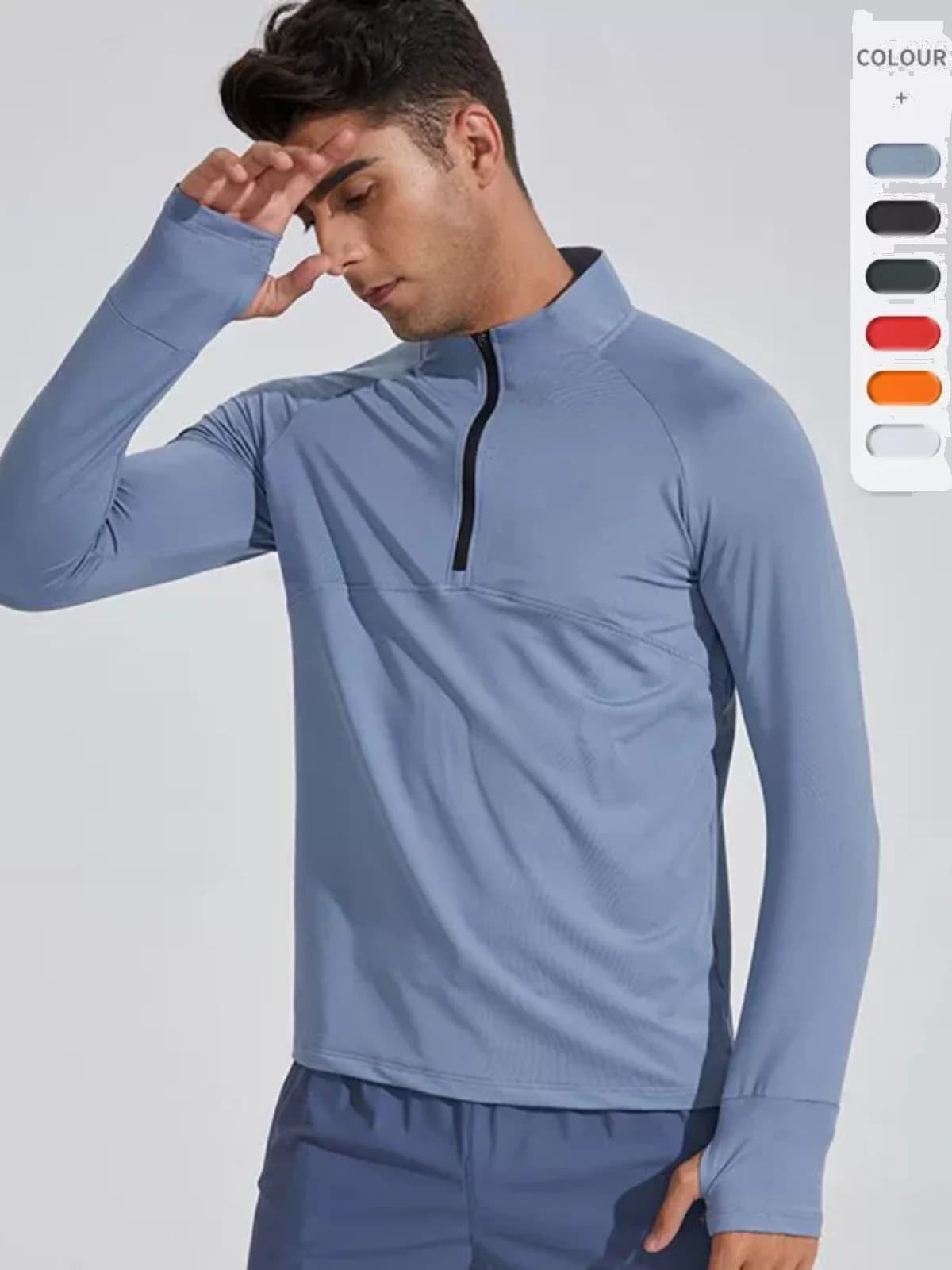 Qui Dry Long Sve Fitn T-shirt da corsa Colletto slim fit da uomo Abbigliamento sportivo Cotone traspirante Youth Faion Basic Sle