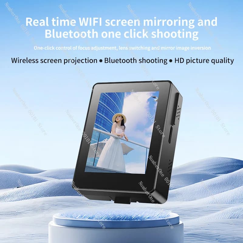 CL07 Selfie Screen Projector, Wireless Mirroring for Rear Camera, Bluetooth Remote Control Selfie Stick for Vlog Live Streaming