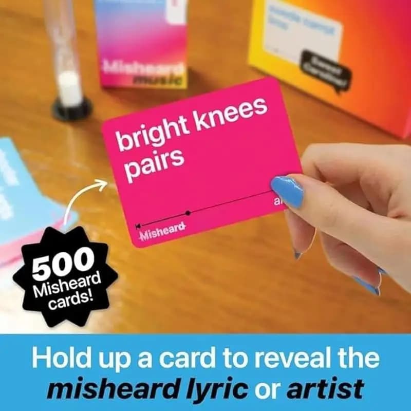 Esilaranti giochi musicali Carte Misheard Giochi musicali Uess La canzone o l'artista con 500 carte non sensenze liriche Giochi di carte per famiglie