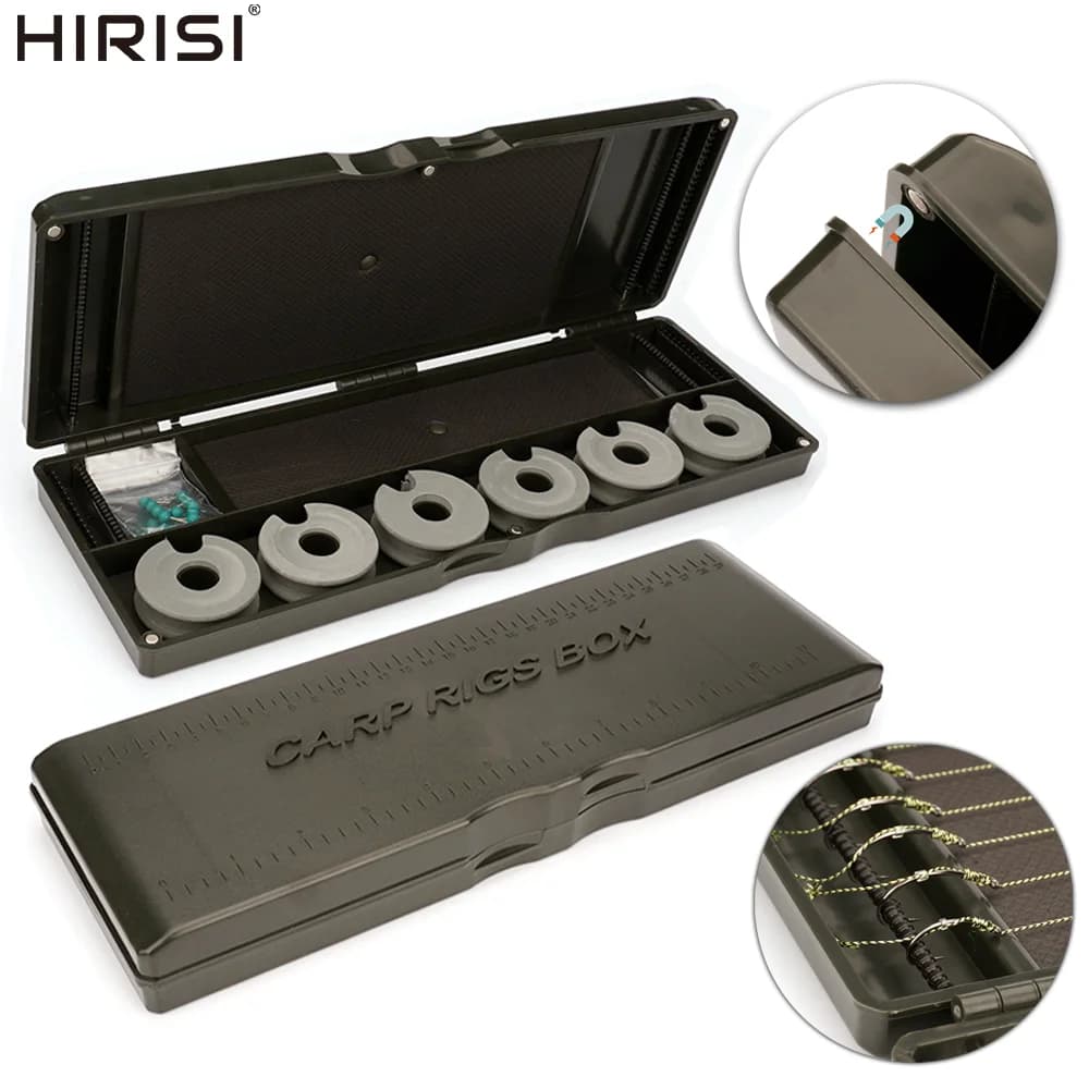 Hirisi Fishing Equipment Door Box with EVA Foam and Linger Wrap, Multi-Spartment for Carpet Fishing Ami, Esche and Accessories