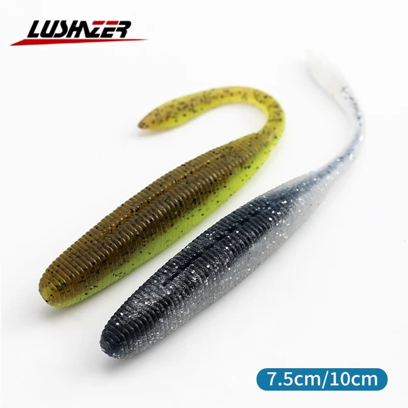 LUSHAZER 10/18pz Esche Morbide da Pesca 75mm/100mm Swimbait Kit Attrezzatura da Pesca per Bass, Luccio, Persico