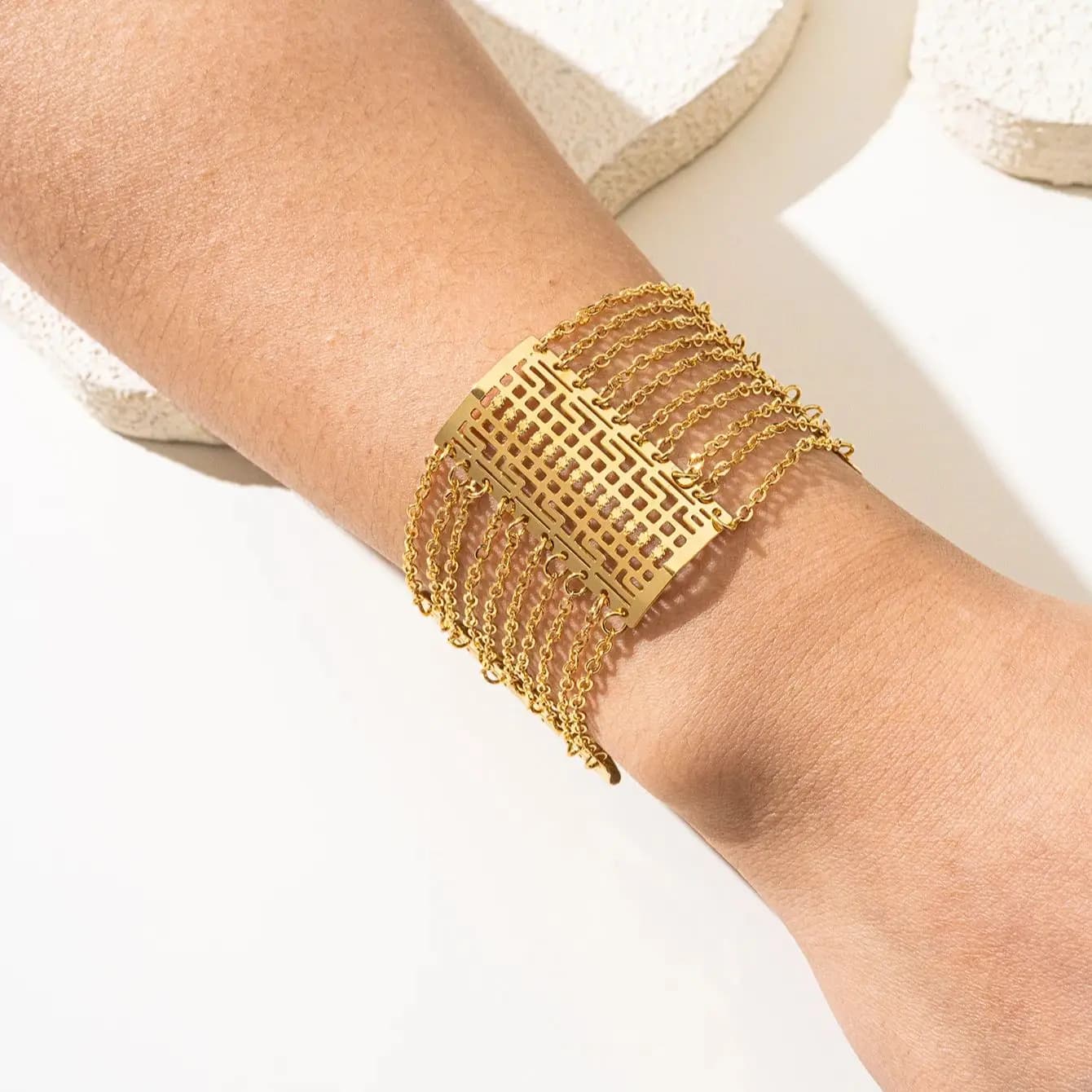 Bracciale a catena placcato in oro per donna, bracciale da donna arabo alla moda, gioielli per festival di nozze del Medio Oriente