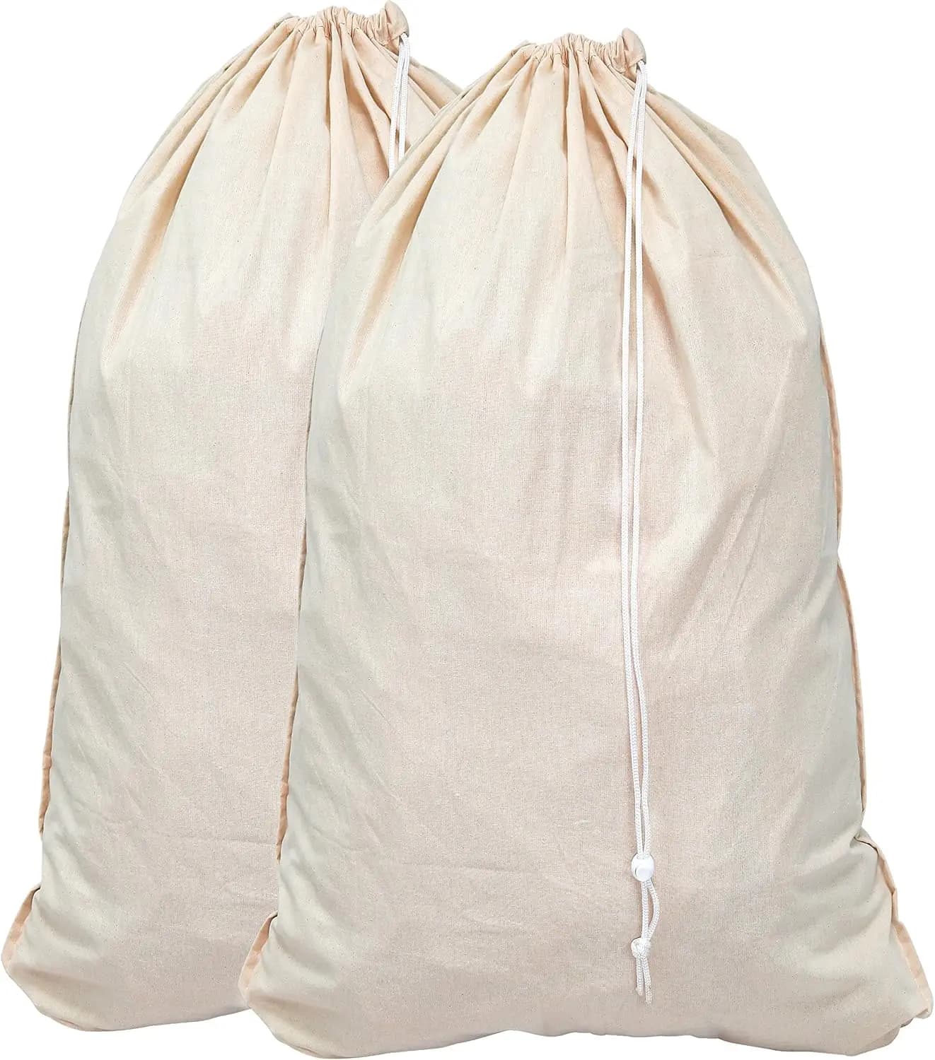 Sacca per Bucato Extra Large in Cotone Naturale, Beige 28x36 Pollici, Confezione da 2