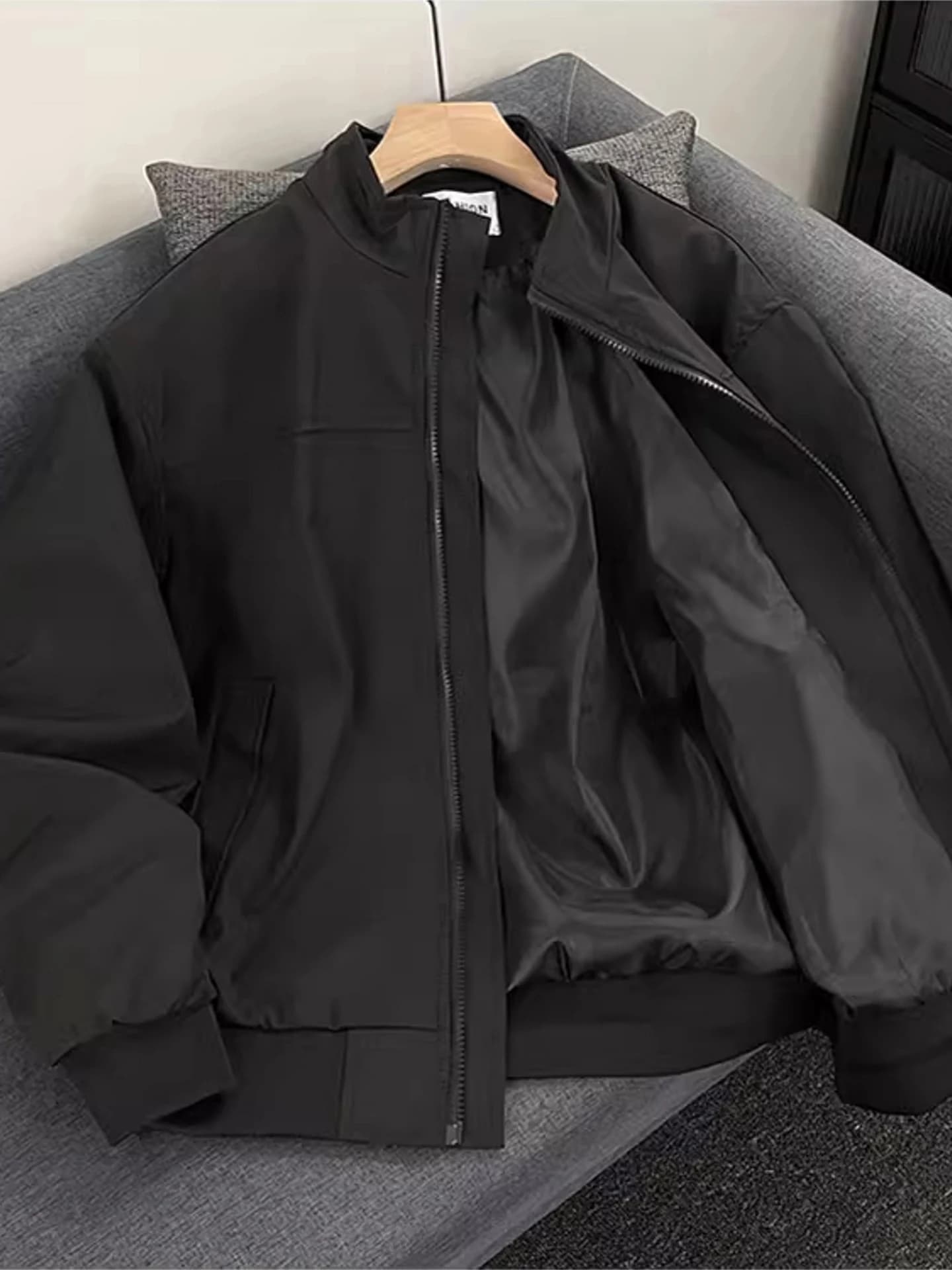 Cleanfit Men's Short Baseball Jacket Spring Autumn Trendy Brand American Three-Proof Stand Collar Pilot Trainer Polyester Fiber