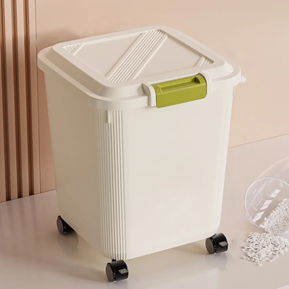 Insect Proof Rice Storage Box Moisture Proof 15/25 KG Rice Bucket with Wheel Large Capacity Pet Food Container Grain