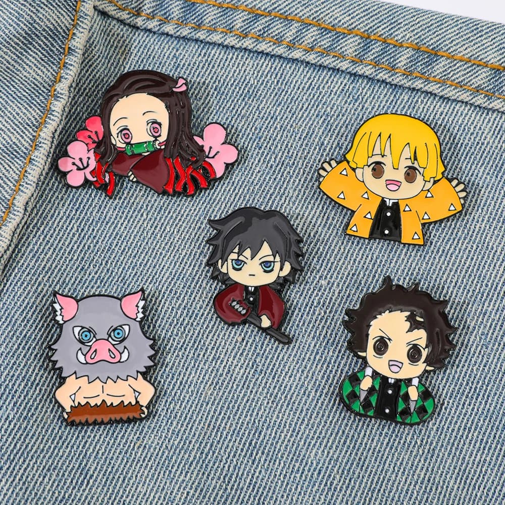 5 Pcs ​​Battle Shonen Cartoon Personality Brooch Fashion Enamel Pin Backpack Clothing Jewelry Metal Badge Accessories Gift