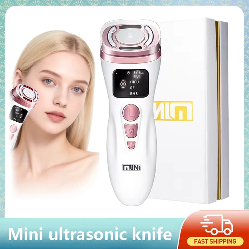 New Mini Ultrasonic HIFU Device with Microcurrent EMS, Beauty Tool for Face, Skin Care Raxifier, Anti-wrinkles, for Home Use