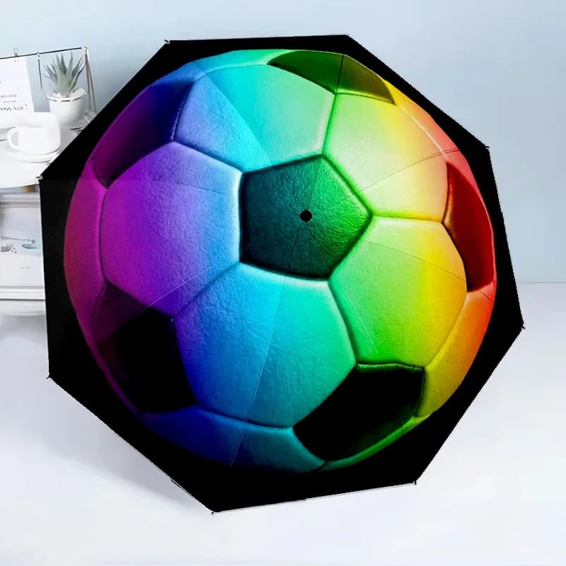 Un pallone da calcio arcobaleno colorato e un ombrello automatico con 8 strati, perfetto per viaggi, campeggio e uso occasionale. Una Luce