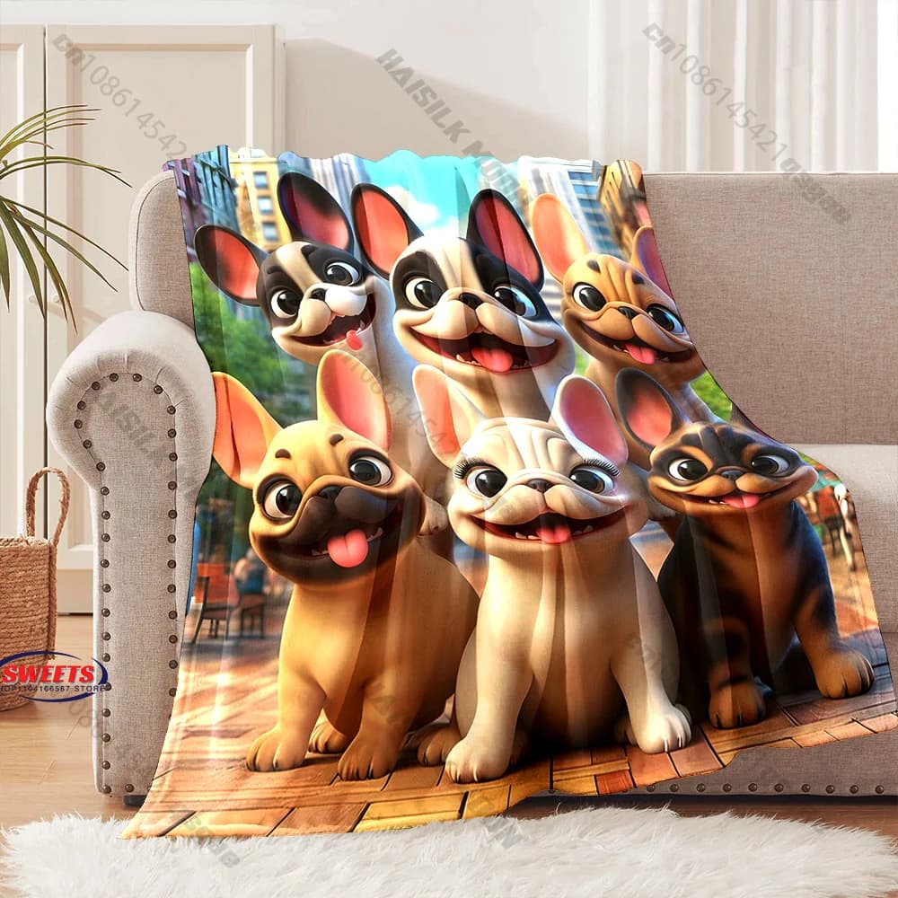 Coperta stampata con bulldog francese, diverse misure, coperta decorativa per divano, camera da letto, soggiorno, per bambini e adulti, regalo raffinato