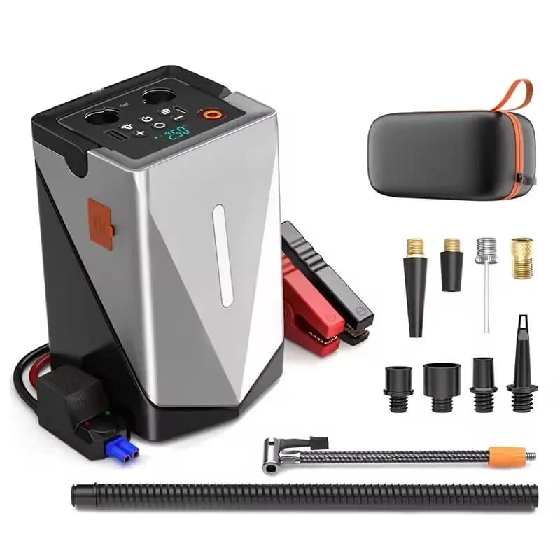 Wideworlddeal Macchina all-in-one per gonfiaggio di pneumatici multifunzione ricaricabile portatile per avviamento di emergenza per auto