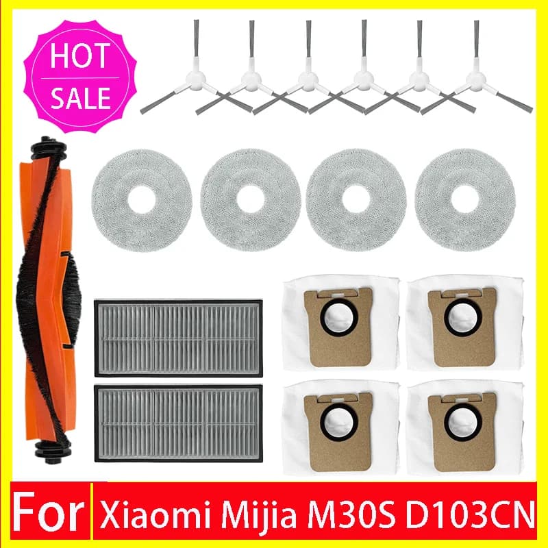 Consumables For Xiaomi Mijia M30S D103CN Replacement Accessories Main Side Brush lip Hepa Filter Mop Cloth Dust Bag Parts
