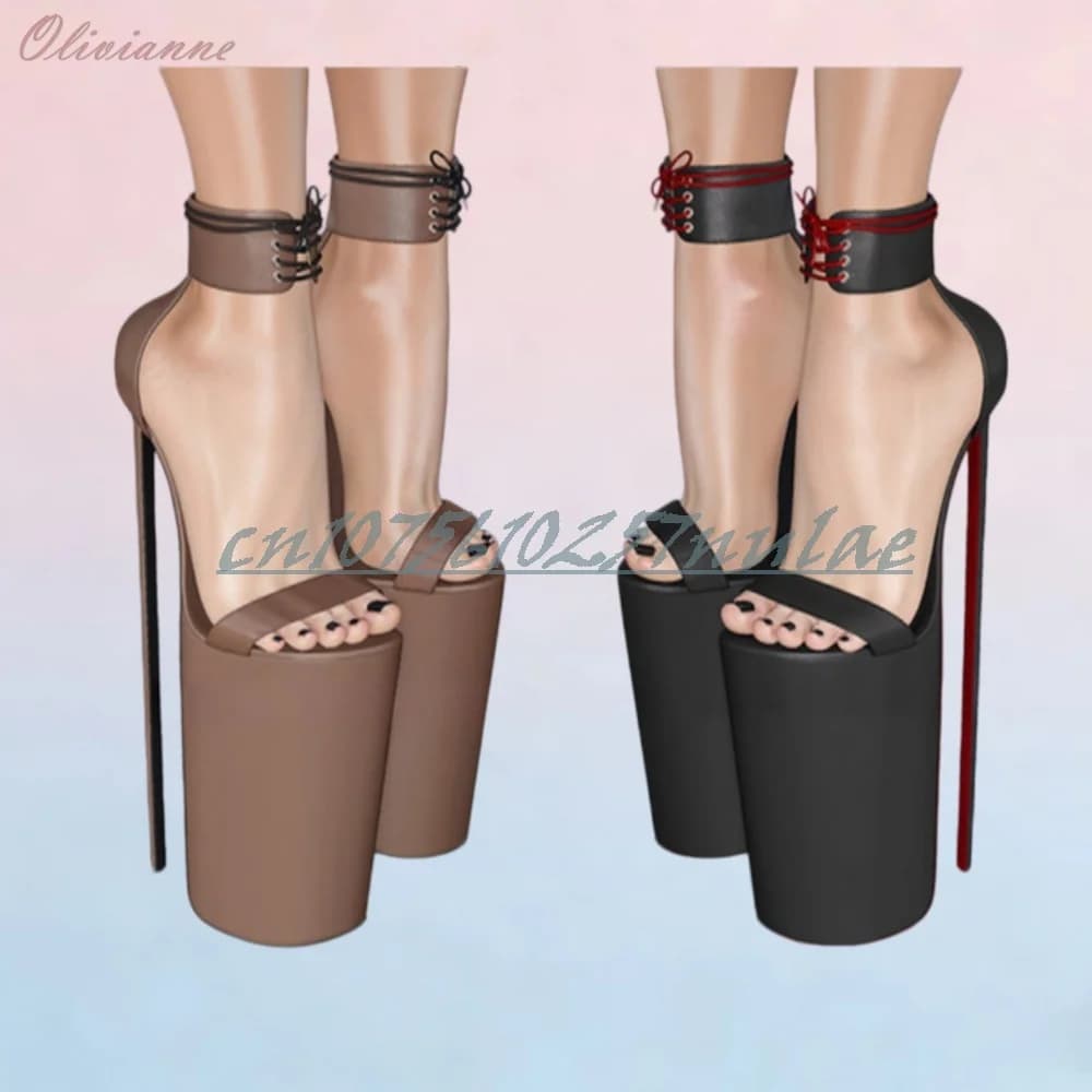 Sandali con plateau e tacco a spillo da 30 cm, con cinturino alla caviglia e allacciatura, a punta aperta, da donna, modello 2026, scarpe da ballo da donna