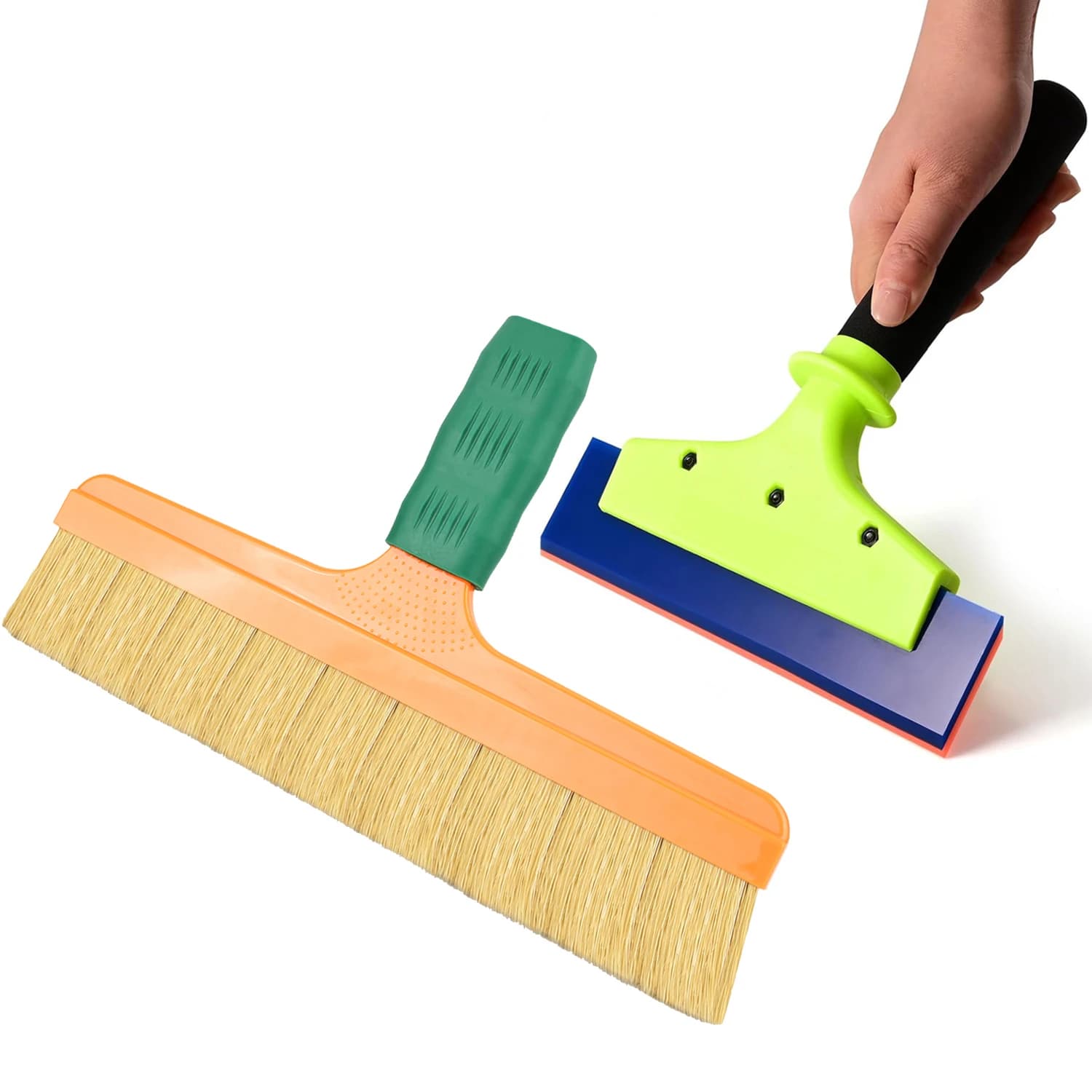 FOSHIO Vehicle Window Tint Kit 8-Inch Rubber Blade Squeegee 12-Inch Bristle Wrapping Brush For Car PPF Installing Glass Cleaning