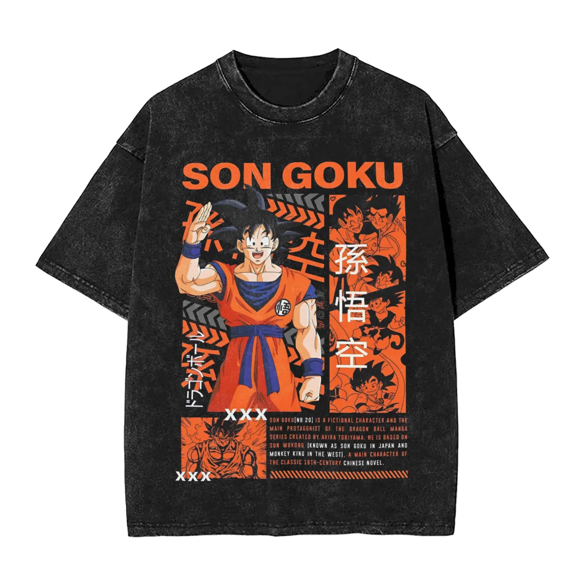 New Dragon Ball Anime T Shirt Hip Hop Washed Cotton T-Shirt Vintage for Men Women