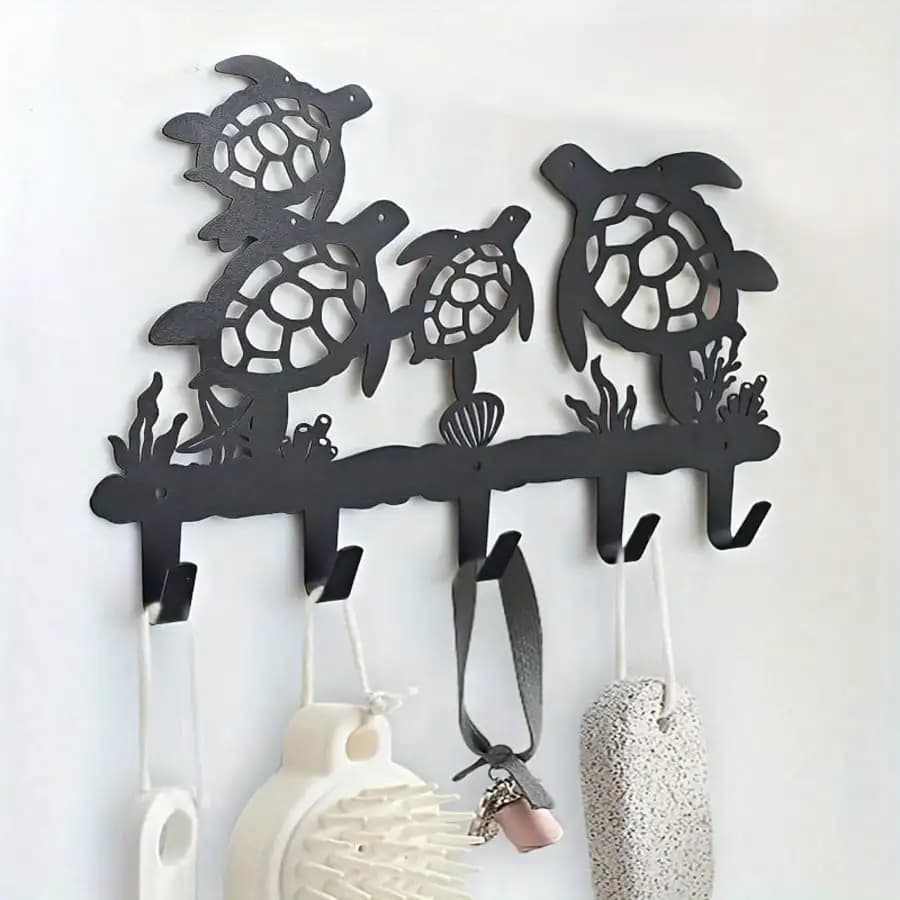 Gancio da parete a forma di tartaruga in metallo - Porta cappelli, cappotti e chiavi per soggiorno, decorazione per ufficio