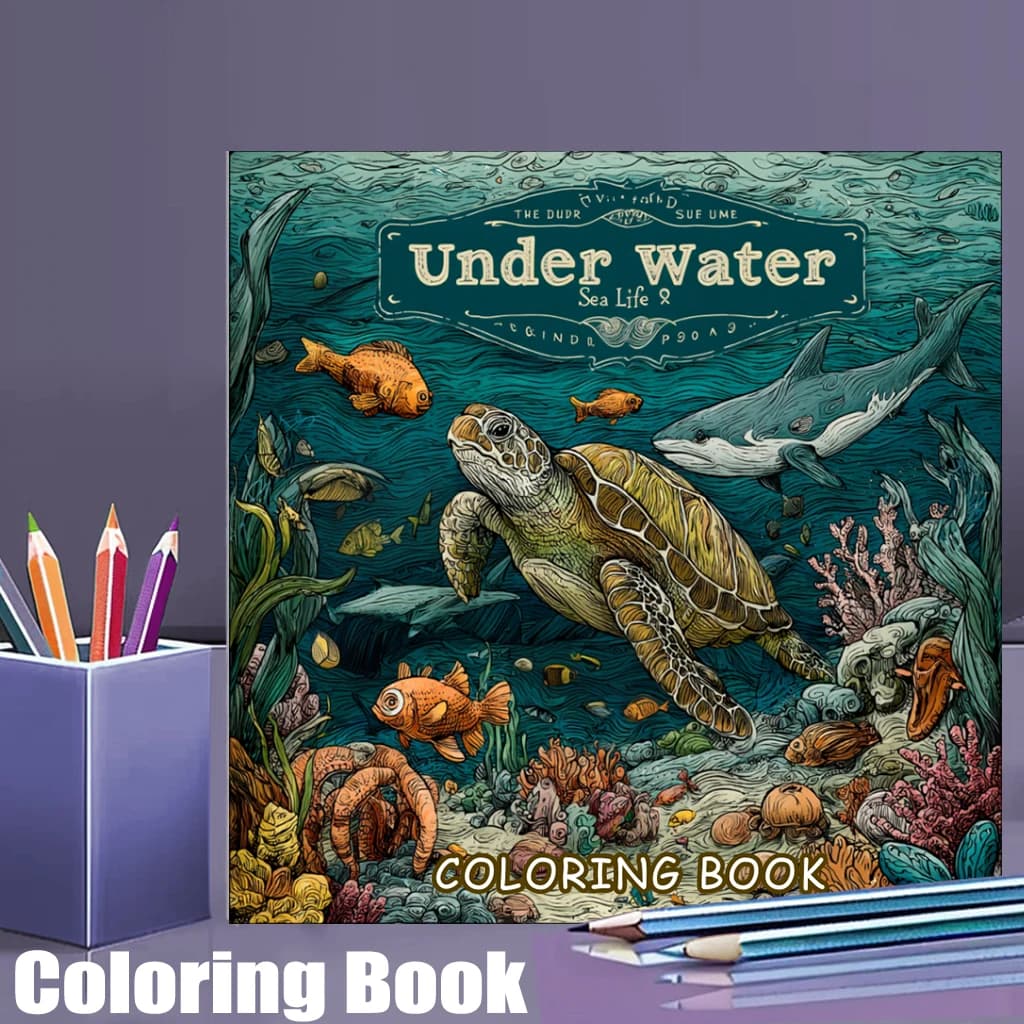 28 Pages Original Underwater Sea Life Coloring Book for Adult | Colouring Book, Drawing Supplies for Christmas, Thanksgiving