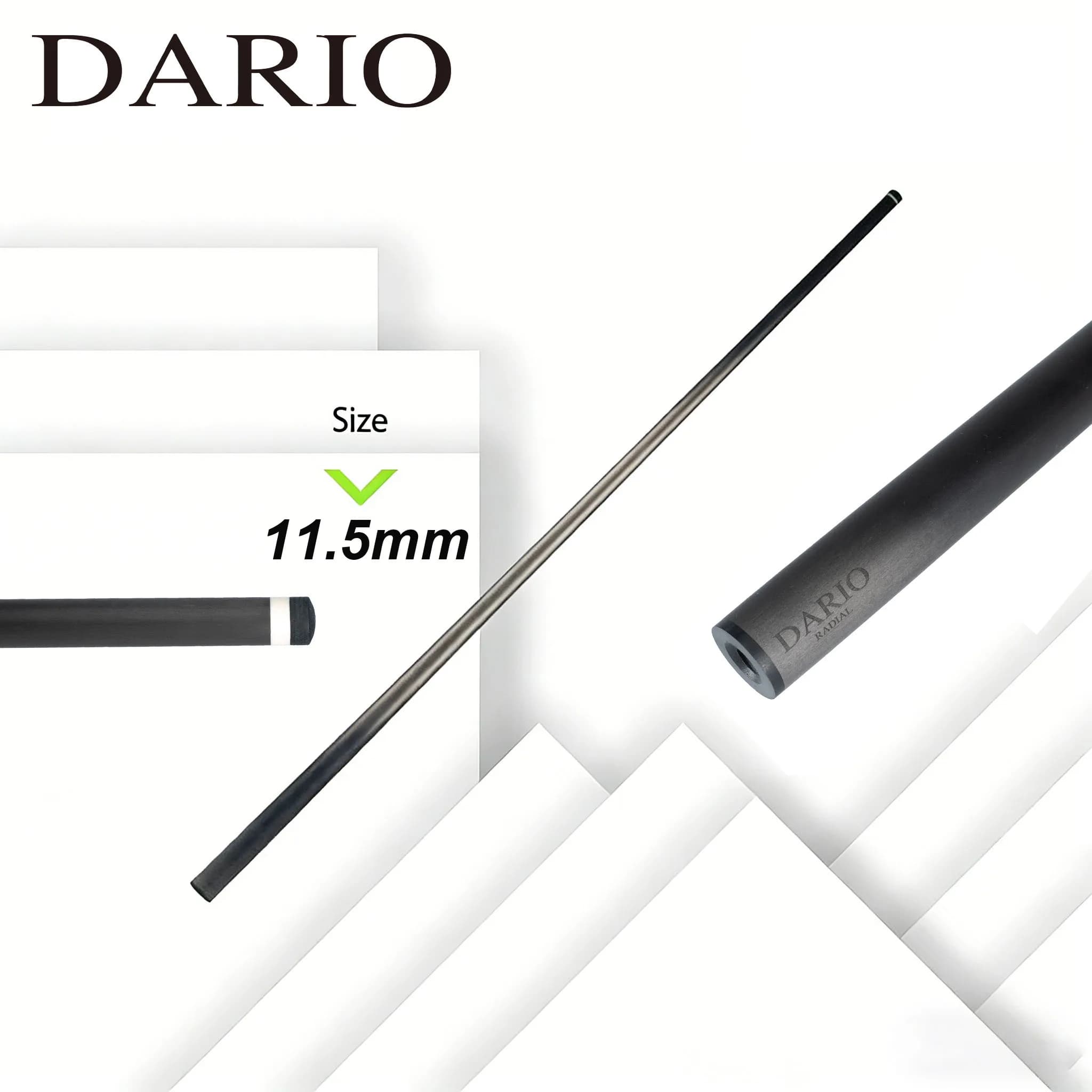 DARIO Asta in Carbonio TEC Nera Impermeabile per Biliardo, Misure 10.5mm 11.5mm 11.8mm 12.5mm 13mm per Attrezzature Sportive e Fitness