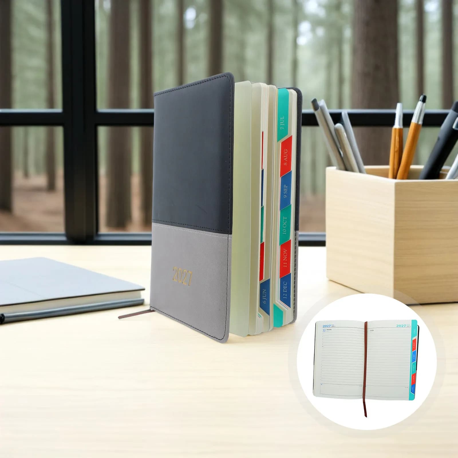 2027 Daily Plan Notebook Soft Cover A5 Color Blocked Academic Planner Student School Organizer Daily Appointment Agenda