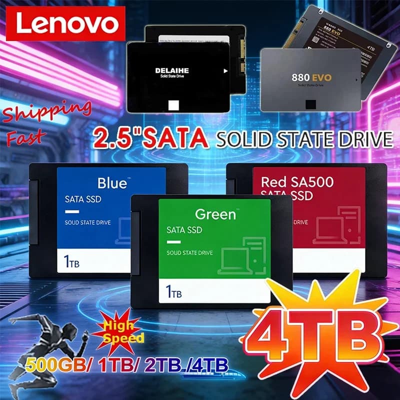 Disco a Stato Solido Lenovo 4TB SSD Alta Velocità 500G 1TB 2TB Disco Rigido Interno HDD Sata3 2.5 Pollici per Laptop Microcomputer Desktop