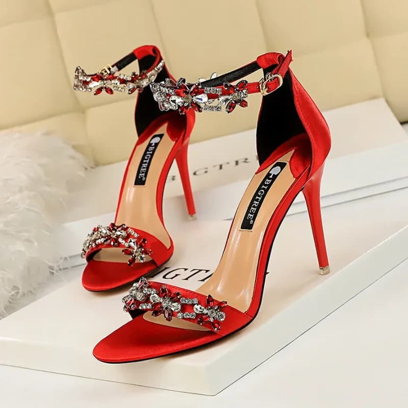 Fashionable Women's Sandals, Luxurious With Rhinestones, High Heel, Sexy Stiletto, Ceremony Shoes, Bridal Shoes, Sandalias Mujer