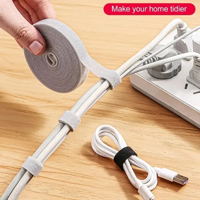 5m Adjustable Nylon Cable Ties Reusable Hook Loop Cable Straps Fastener Wire Organizer for Cord Management Home Office