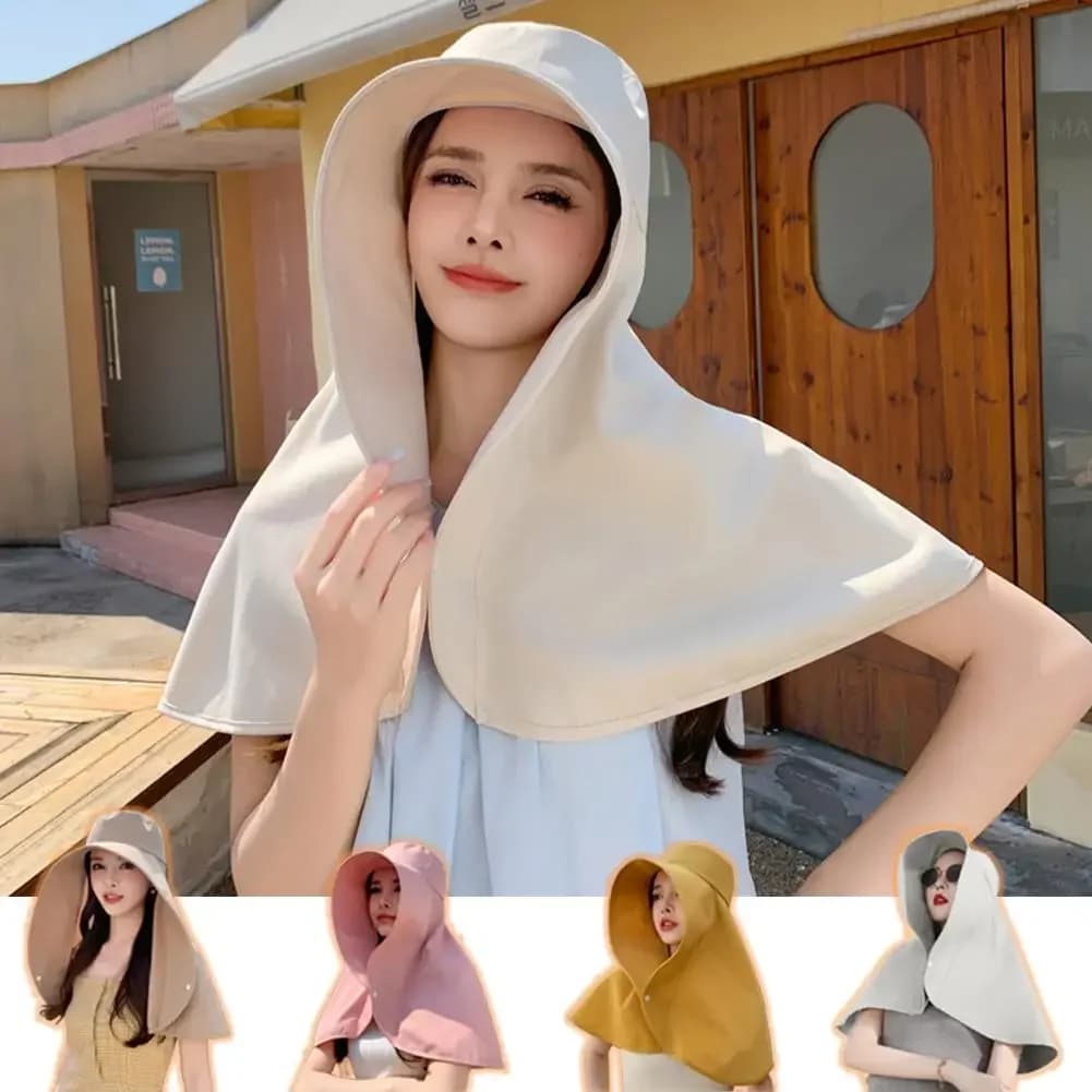 Cappello Estivo da Donna con Protezione Solare UV, Ampia Tesa e Copertura per Viso e Collo