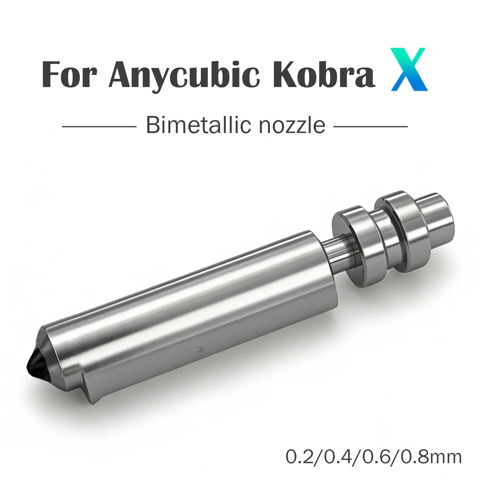 Ugello Kobra X per Hotend Anycubic, Ugello Bimetallico a Sostituzione Rapida con 0.2/0.6/0.8/0.4mm, Parti per Stampante 3D Kobra X Combo