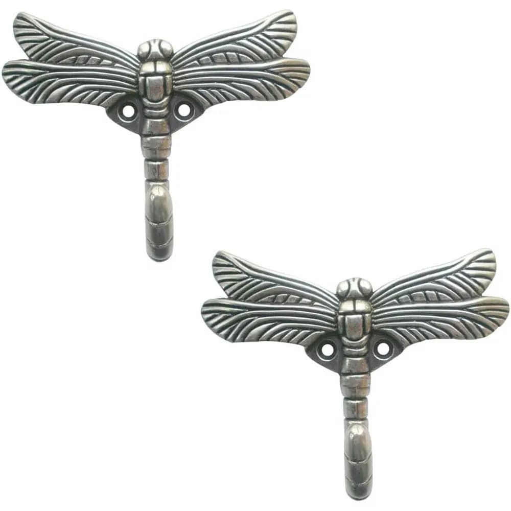2pcs Coat Hooks Decorative Creativity Wall Mounted Hanger Hook Home Handbag Key Towel Bathrobe (Ancient Silver)