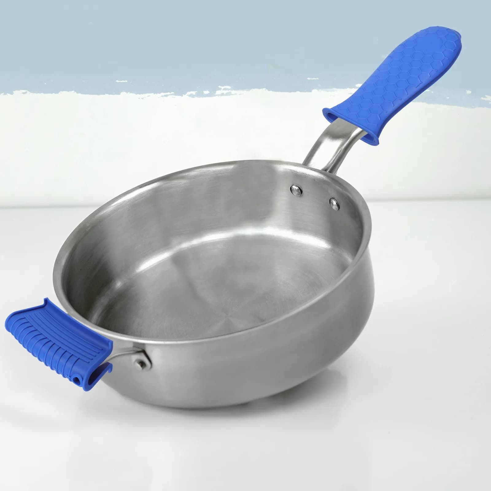 1Set Silicone Pan Handle Sleeves Upgraded Honeycomb Texture Slip-Proof High Temp Resistant for Pots Frying Pans Cast Iron