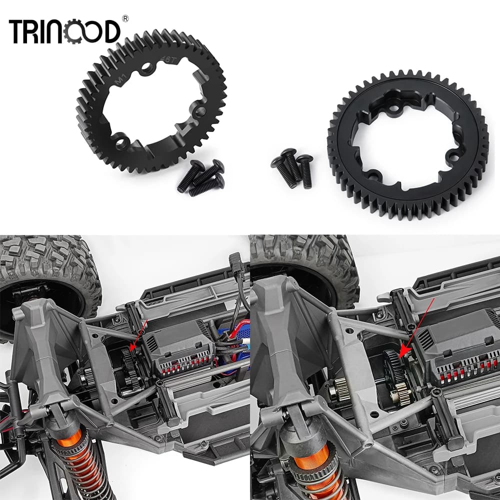TRINOOD Ingranaggio a Denti Dritti in Acciaio 46T 50T 51T 52T 54T per Auto RC 1/10 TRAXXAS E-REVO 2.0 - Parti di Aggiornamento per Modelli