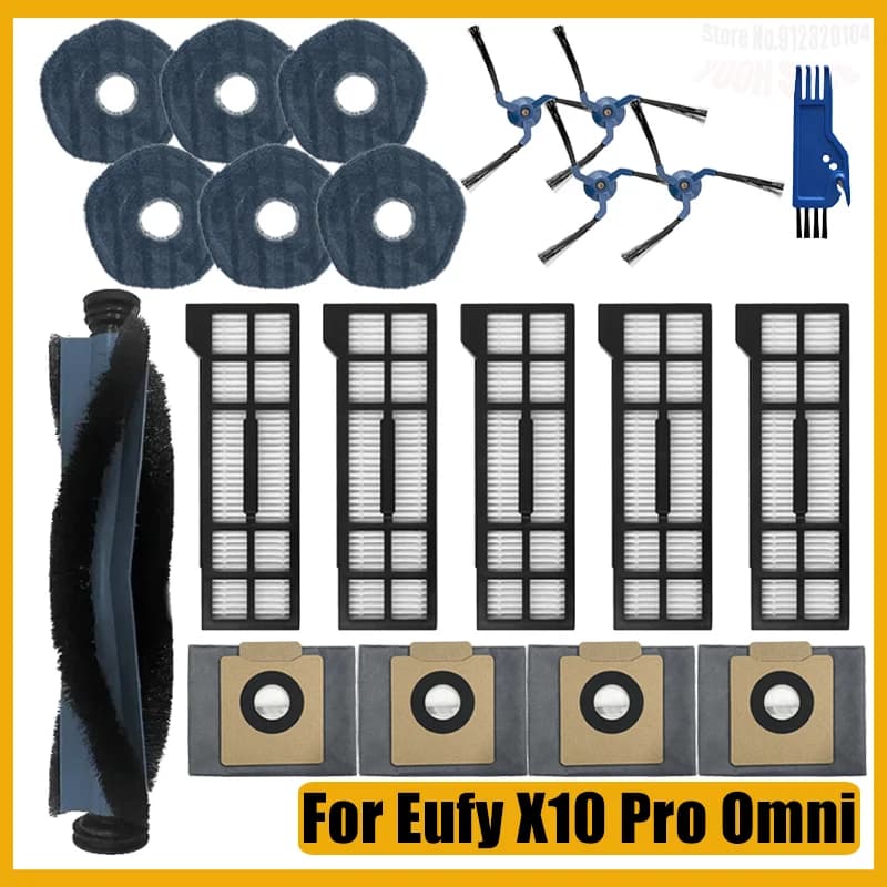 Compatible For Eufy X10/X10 Pro Omni Robotic vacuum cleaner Main Side Brush Mop Cloth Hepa Filter Dust Bag Accessories Spare
