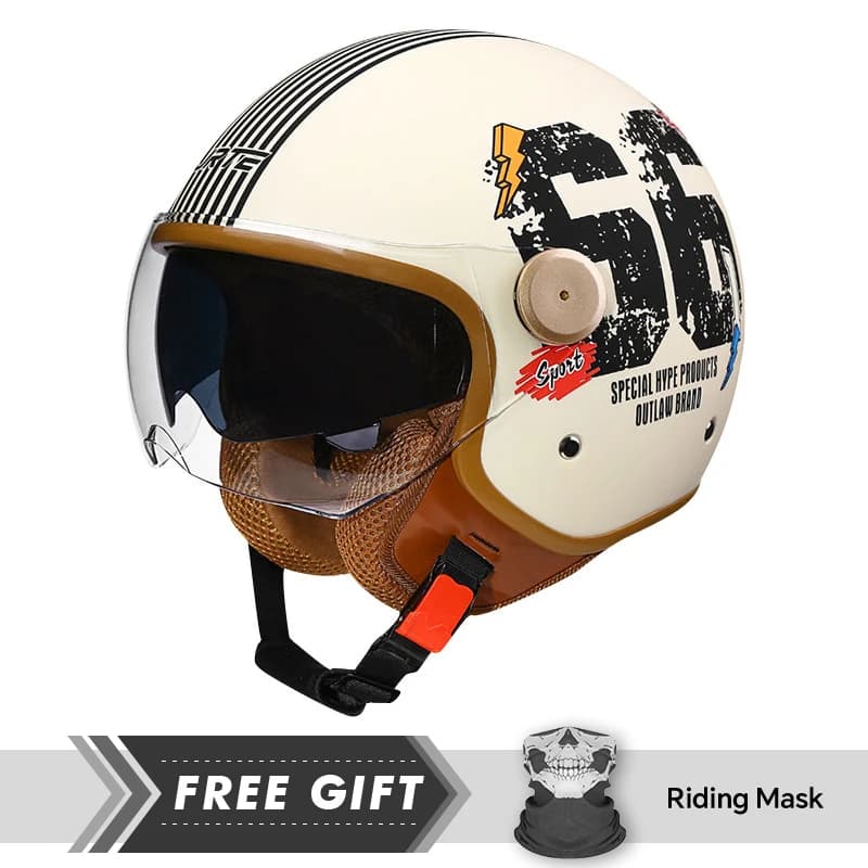 DOT 3/4 Open Face Motorcycle Helmets Jet Daul Lens Vintage Chopper Capacete De Moto Bike Men's Scooter