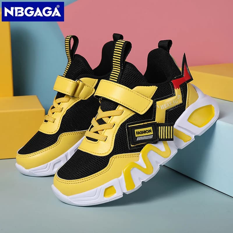 Cartoon Kids Shoes for Boys Mesh Sneakers bambini Casual Sport ragazzino Running Tenis Yellow School Student Shoes 2023