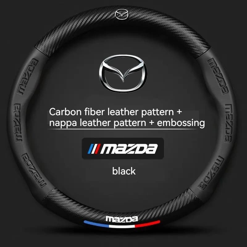Coprivolante per auto in pelle di fibra di carbonio per Mazda 3 5 6 SKYACTIV Axela Atenza CX30 CX5 CX8 CX9 MX5 RX8 RX7 BT50 Accessori
