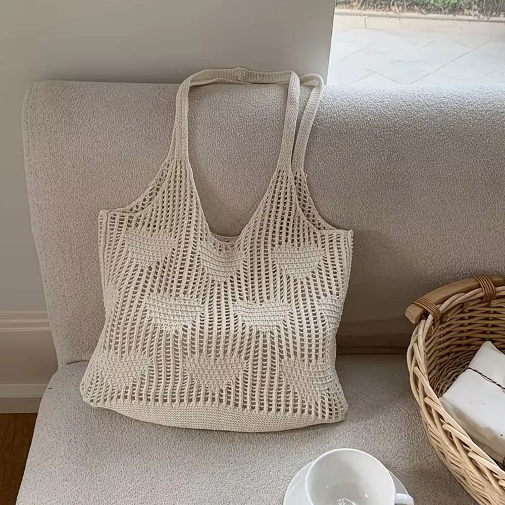Women's Handwoven Straw Handbag - Large Capacity Beach Shoulder Bag with Strap, Suitable for Vacation, Casual Daily Use, Hand Washable
