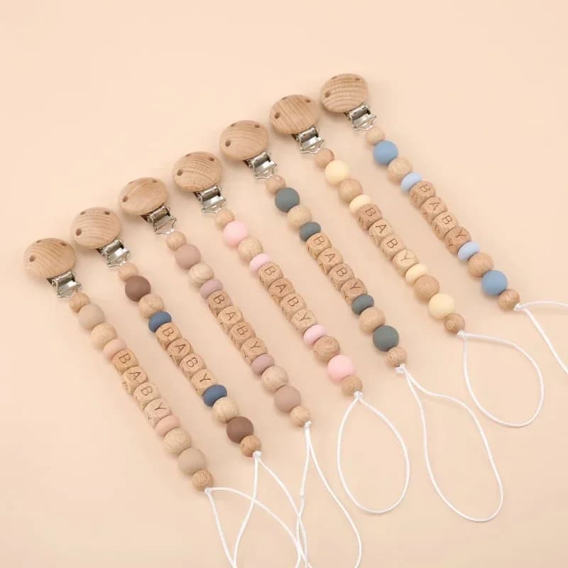 Clip per ciuccio per bambini Nome personalizzato Massaggiagengive Giocattoli Porta capezzoli fittizi Catena Accessori per neonati Catene per ciuccio regalo per neonati