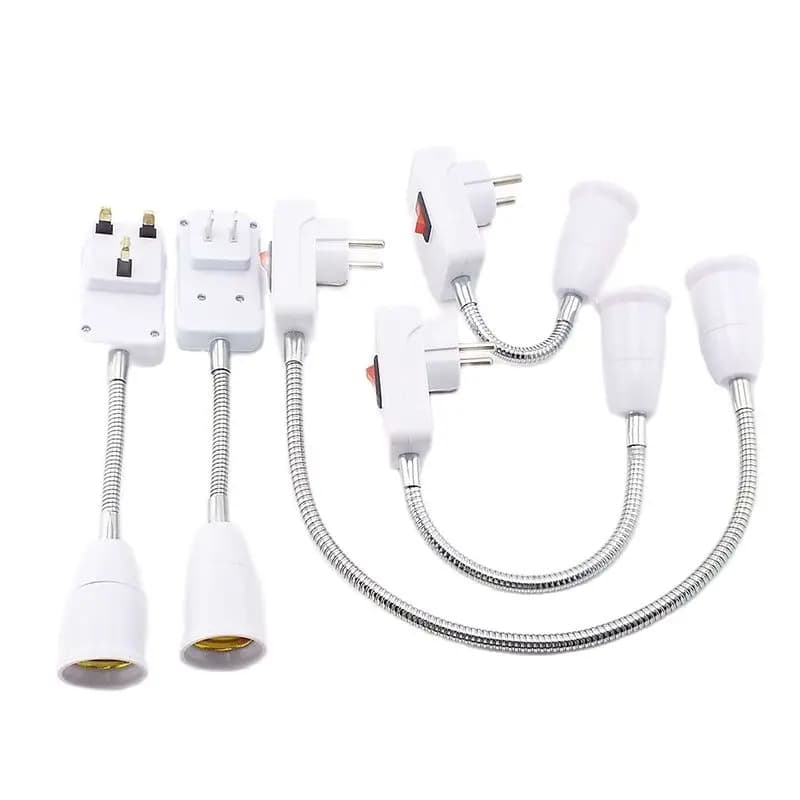Prolunga flessibile E27 lampada prolunga lampadina convertitore adattatore lampada da parete presa Base supporto 23cm-53cm spina ue/regno unito