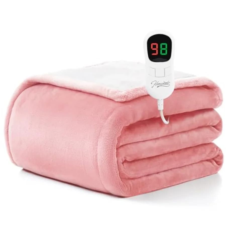 Coperta Elettrica Riscaldata Misura Singola - 157x213 cm, Spegnimento Automatico 1/2/4/6/8 Ore, 10 Livelli di Calore, Protezione da Surriscaldamento