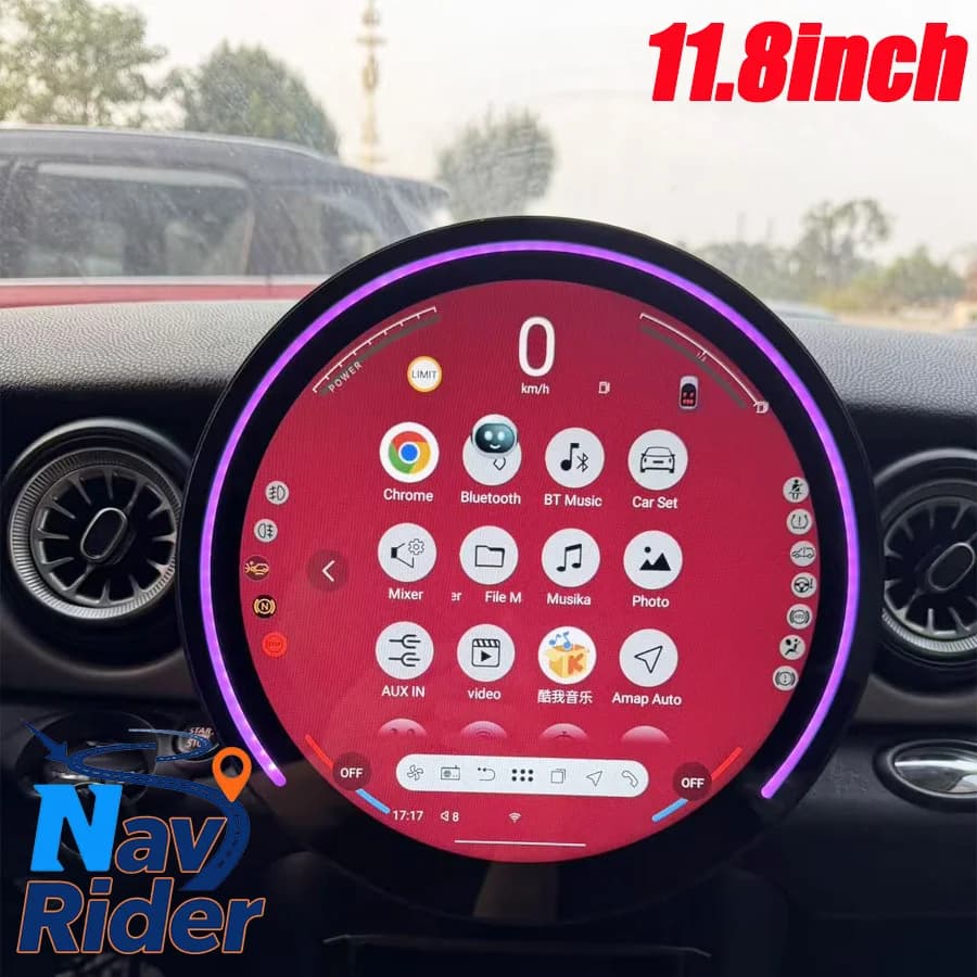 Autoradio Android 11.8\" per BMW Mini One Cooper R55 R56 Paceman Mini Clubman 2007-2014, GPS, Carplay, Lettore Multimediale Audio, Bluetooth