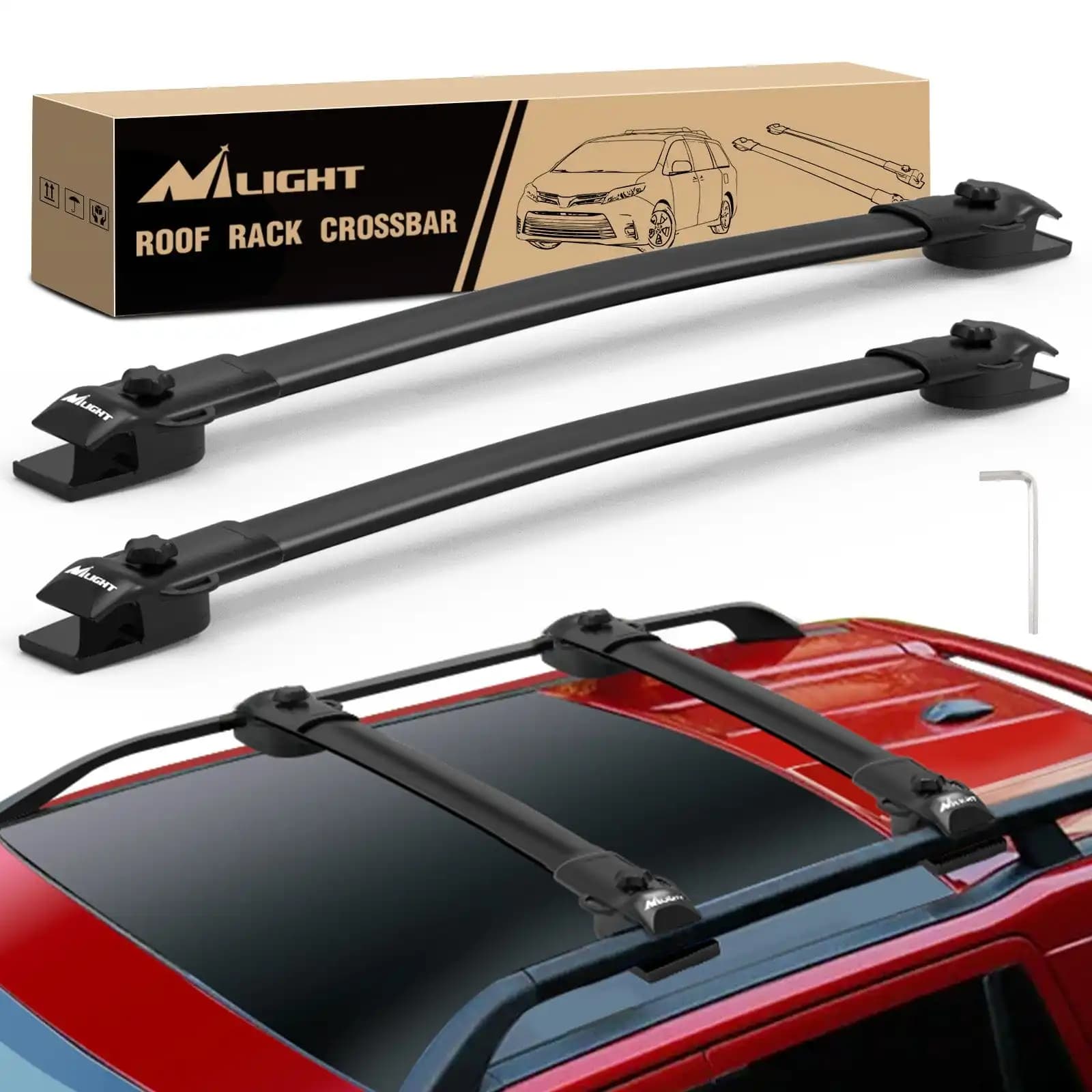 NILIGHT Sienna Roof Rack Cross Bars 2011-2020 with Side Rails, Heavy Duty Rooftop Carrier for Outdoor Travel Kayak Bike Cargo