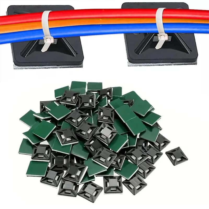50/100 Pezzi Fascette Autoadesive in Nylon per Cavi, Organizzatori e Fissatori per Gestione Cavi, Sistema per Esterni, Riutilizzabili e Durevoli