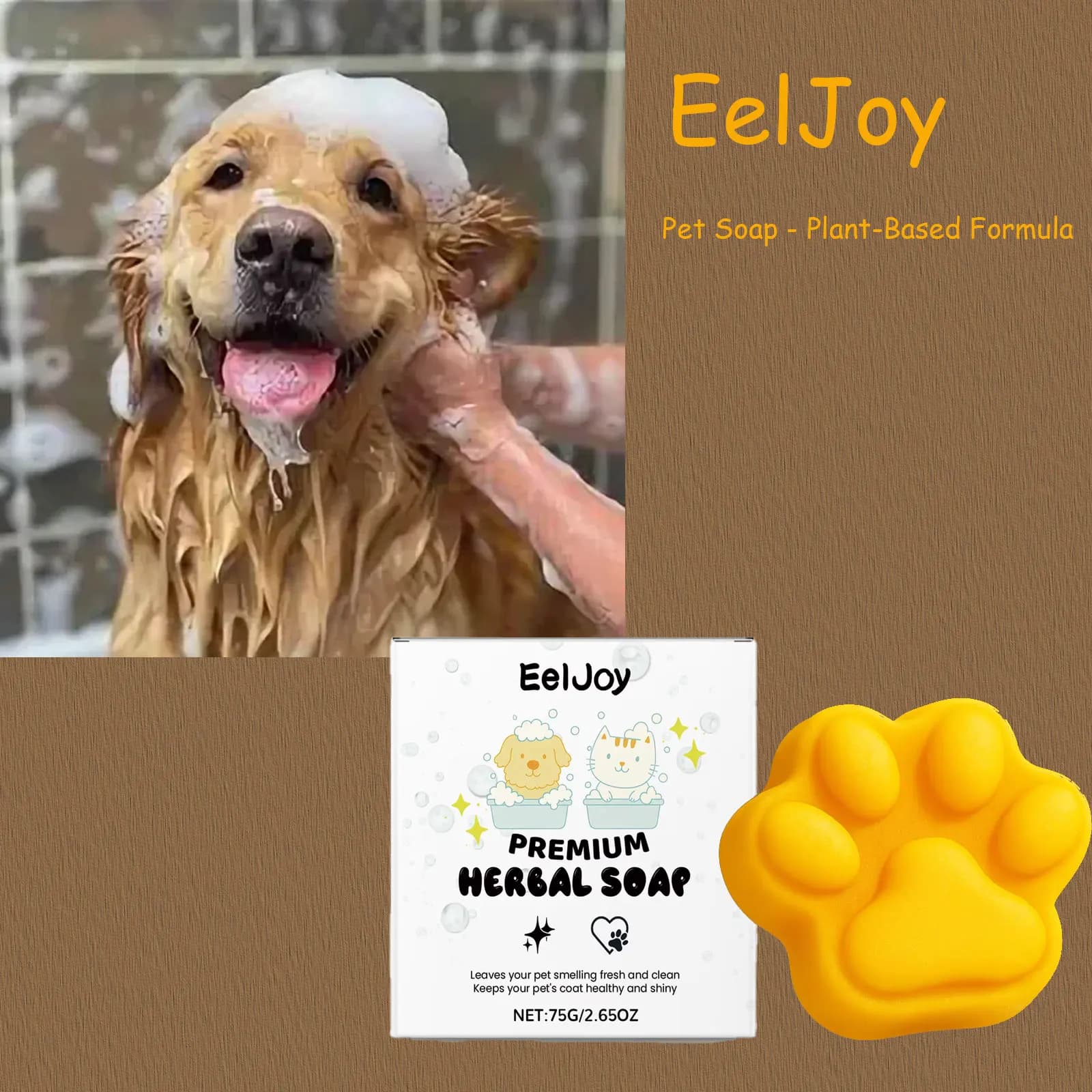 EelJoy 75g Sapone per animali domestici Ingredienti vegetali Pulizia quotidiana Depilazione del corpo di cani e gatti Sapone fresco per odori