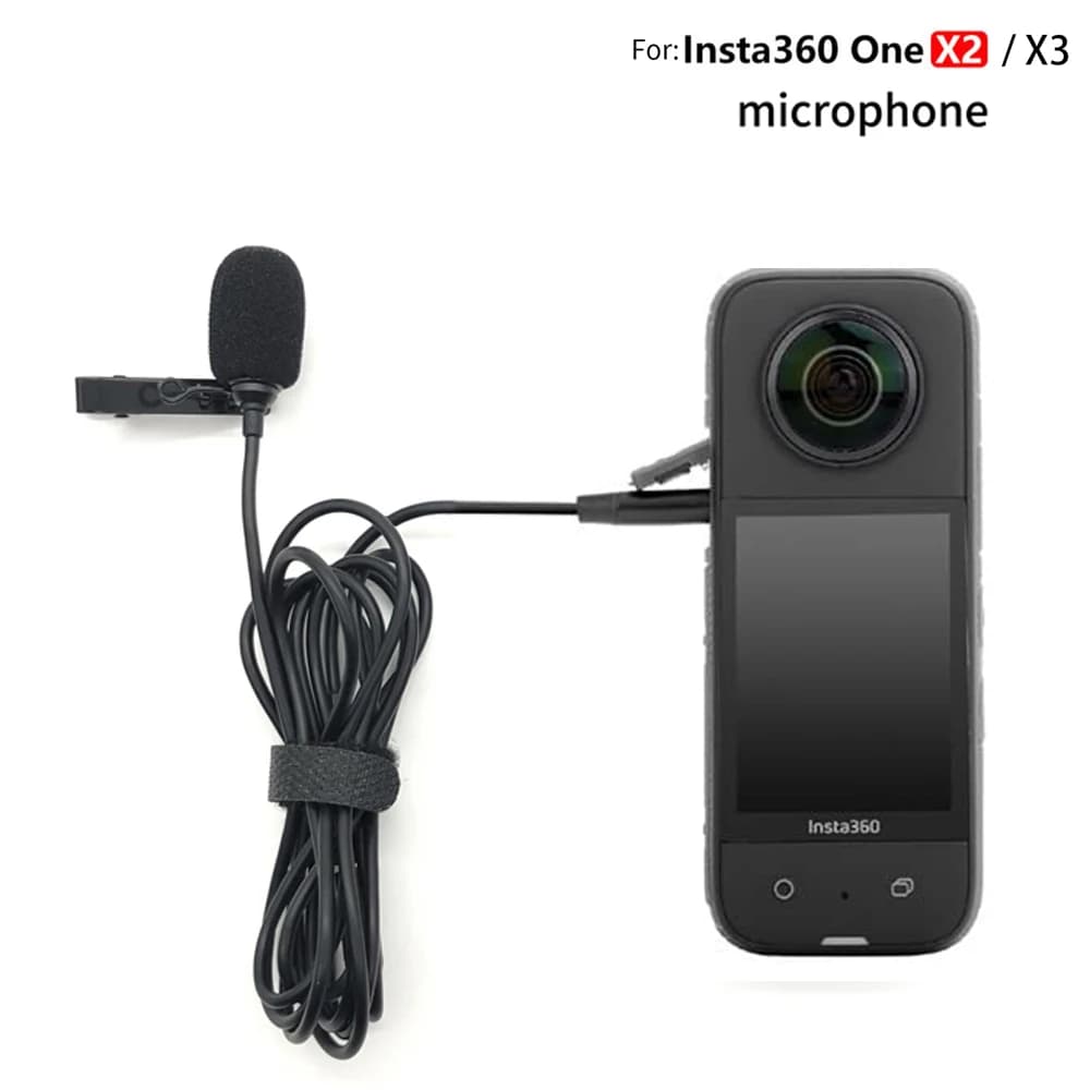 Insta360 X4 X3 One X2 Tipo-C Microfono lavalier per Insta 360 X2 X3 Accessori per fotocamera Riduzione del rumore del suono Hi-fi