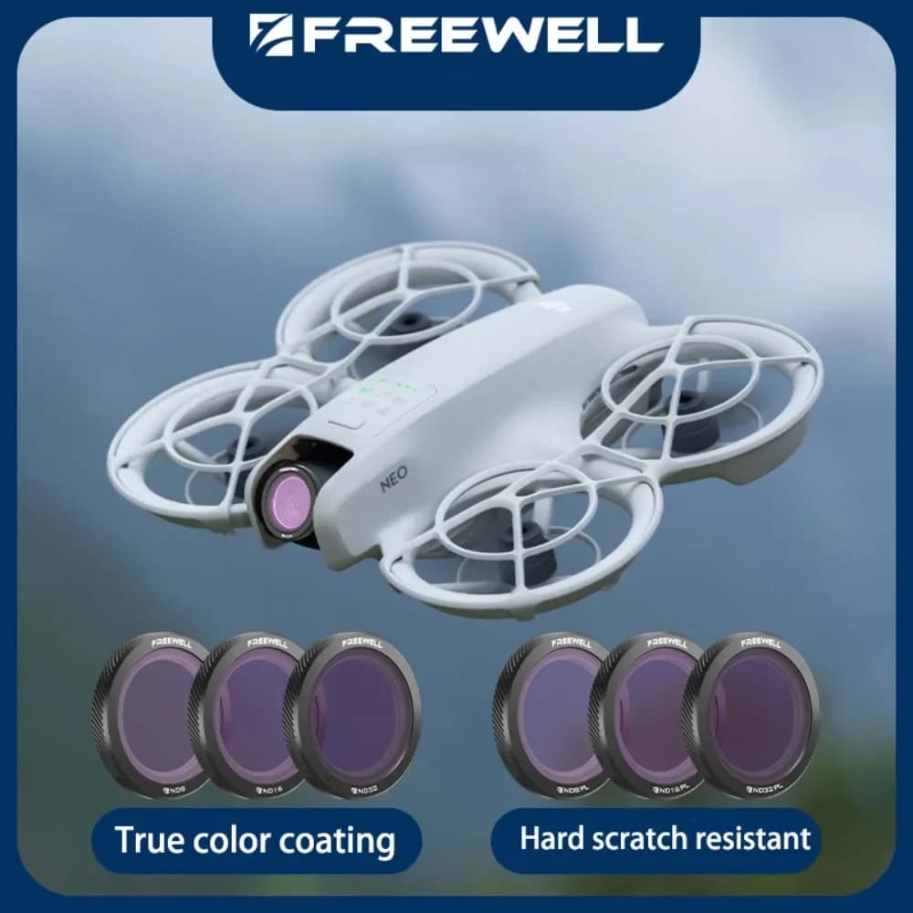Freewell Drone Filtri magnetici Set Bright Day 3 Pack ND8PL/ND16PL/ND32PL ND Filtro compatibile DJI Neo Droni Accessori per lenti