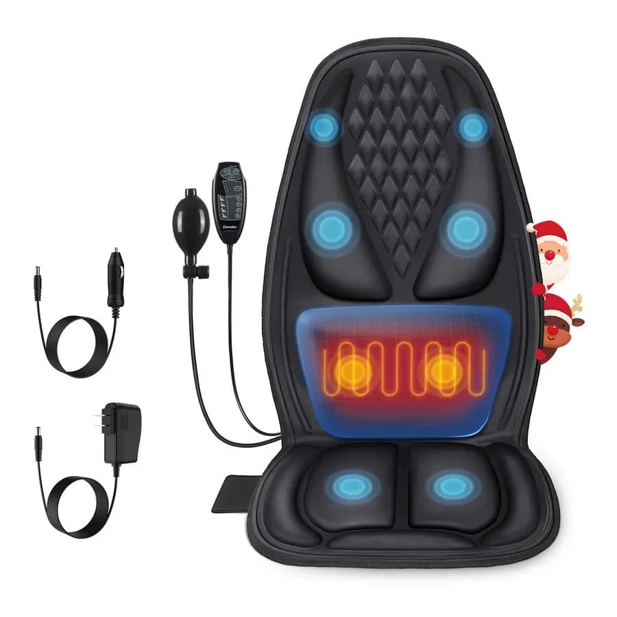 Massage with Heat, 3D Support Massage Bearing for Back, 8 Vibrant Motors, Massage Mat for Chair to Relieve Pain on All Body