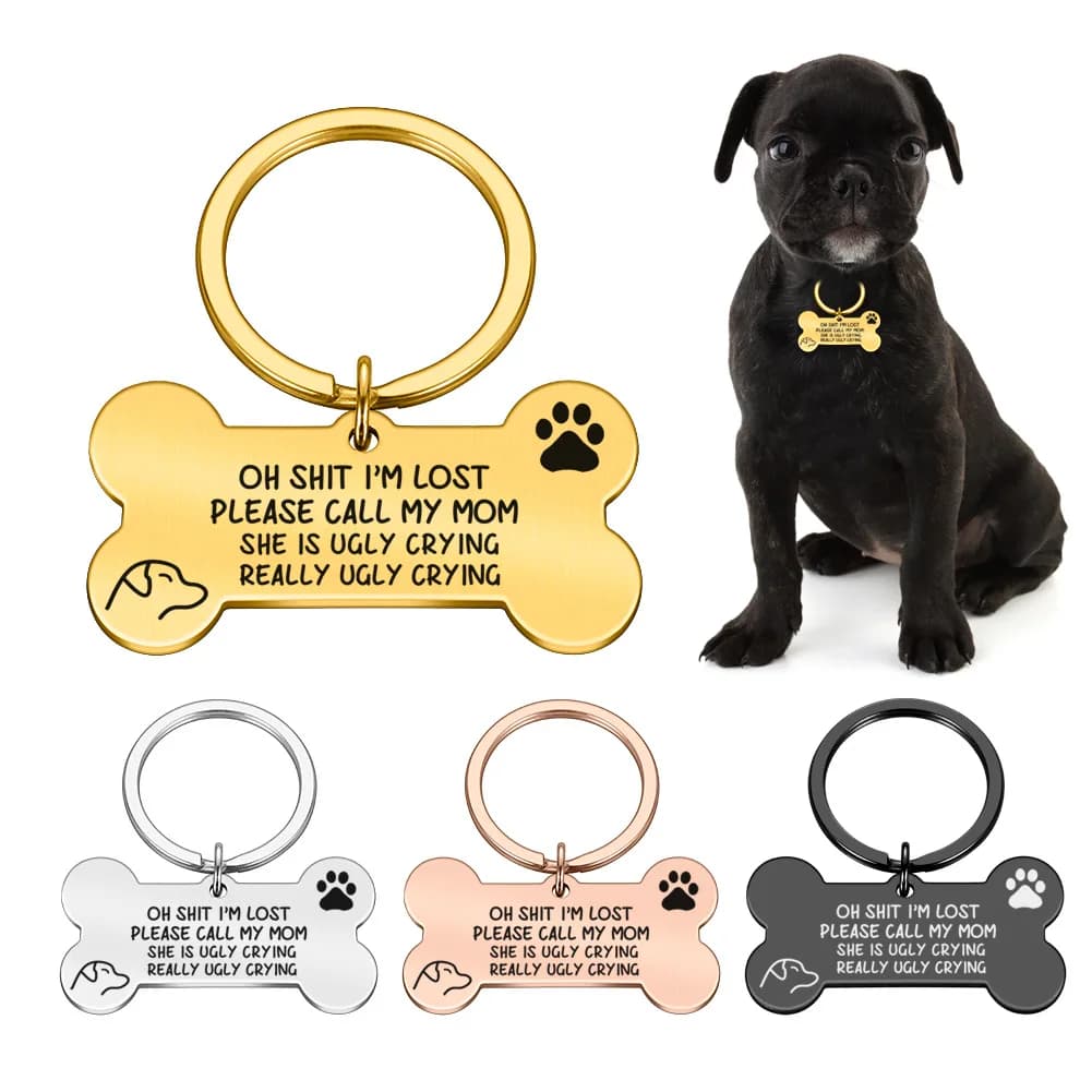 Etichetta con nome per animali personalizzabile Etichetta identificativa per cani e gatti in acciaio inossidabile a forma di osso Etichetta per collare per animali domestici incisa personalizzata anti smarrimento