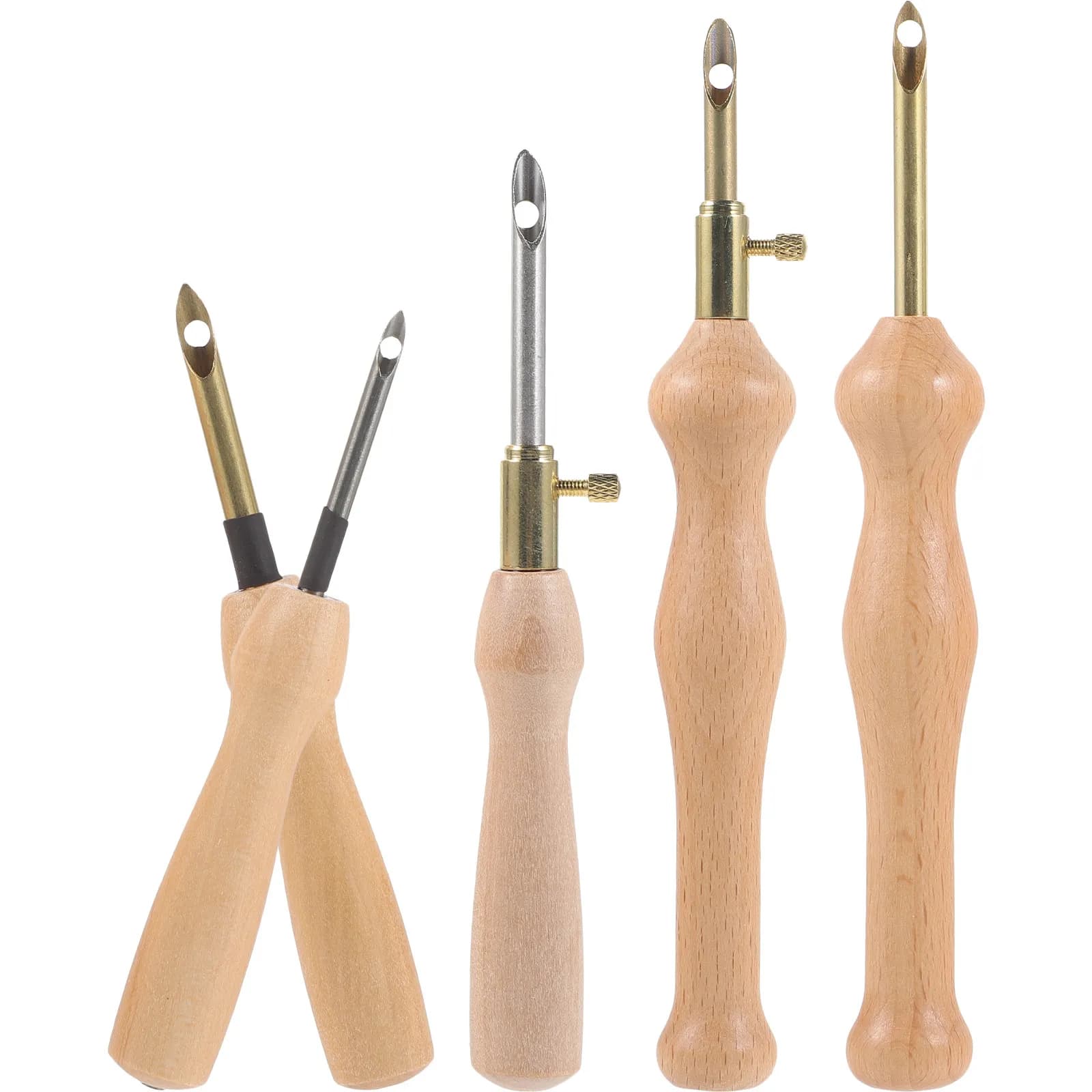 Set di 5 Aghi da Ricamo con Manico in Legno, Strumenti Durevoli in Acciaio Inossidabile per Cucito e Lavori Artigianali Fai-da-Te